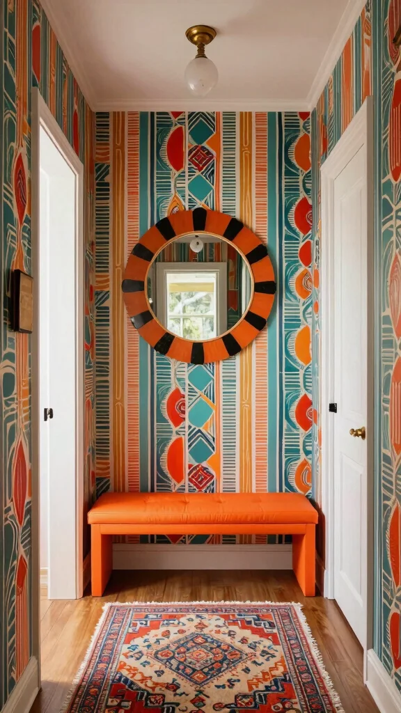 The Best 14 Entryway Design Ideas From Minimalist to Grand - 11. Retro Revival: Bold Colors and Patterns 1