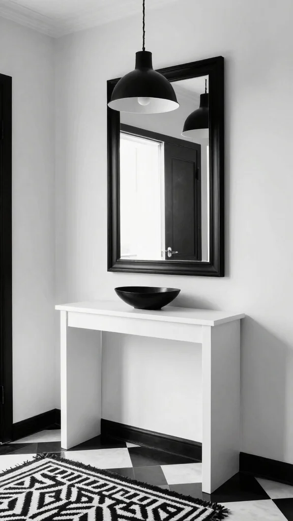 The Best 14 Entryway Design Ideas From Minimalist to Grand - 6. Monochrome Magic: Black and White Elegance 1