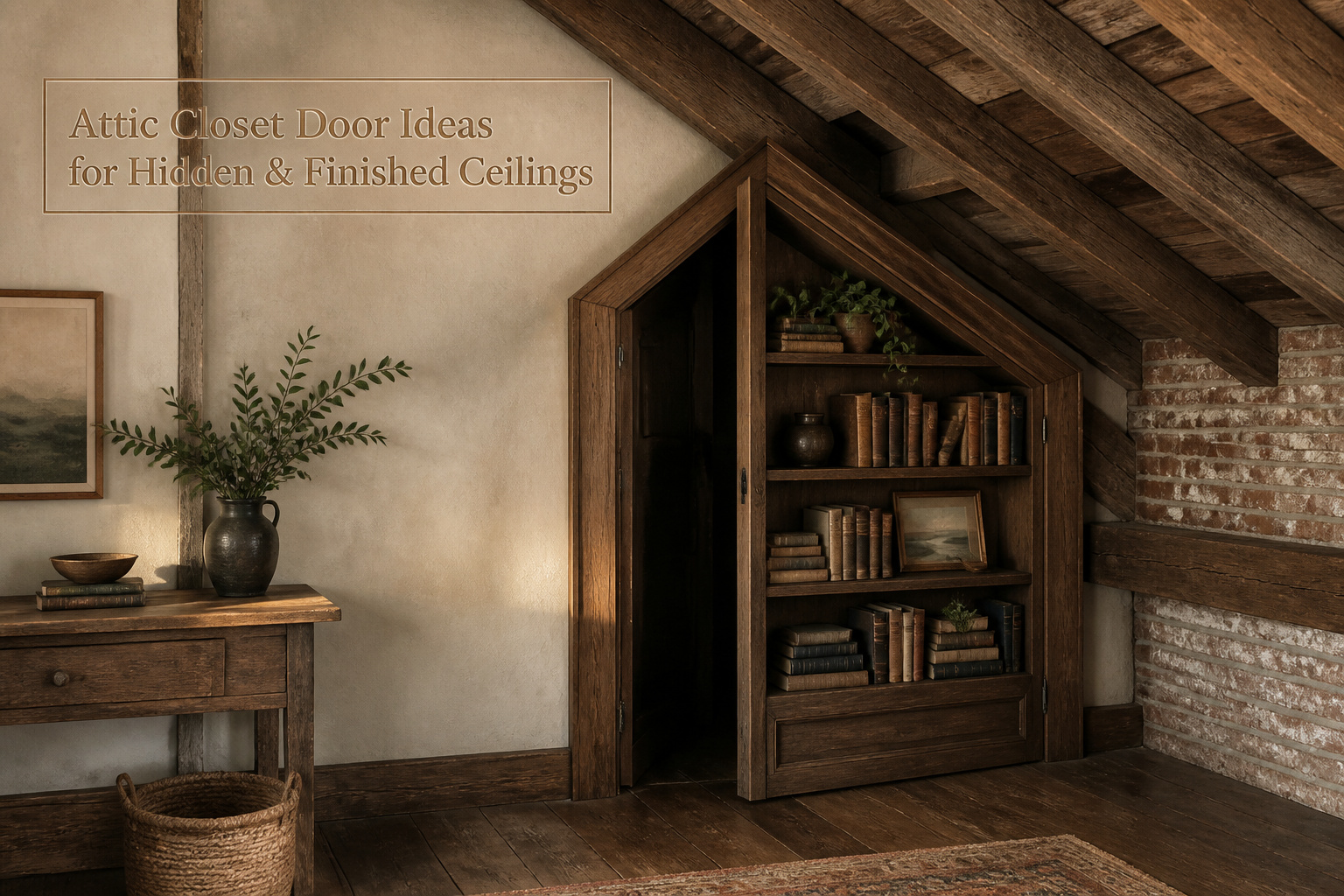 A variety of attic closet door ideas displayed in a stylish interior.